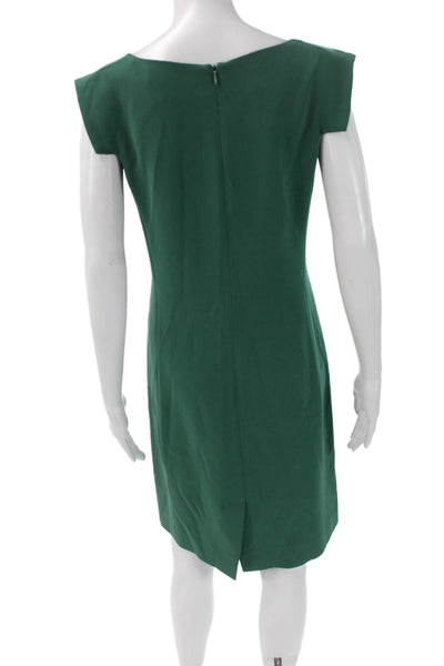 MM. La Fleur Women Green Sheath Dress Boat Neck Short Sleeve Size 6
