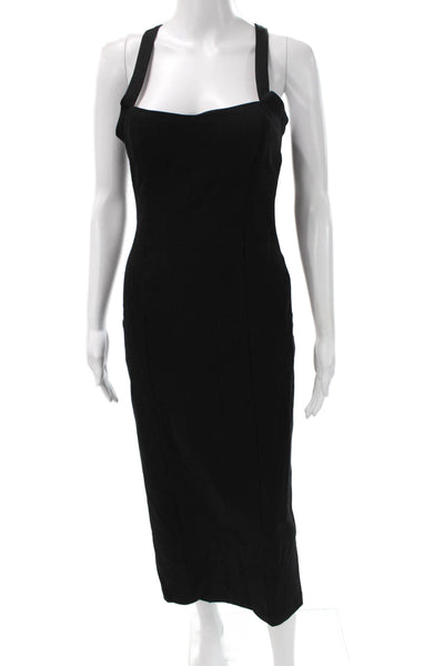 Hyacinth House Women Sheath Black Cotton Square Neck Mid Calf Dress Size S