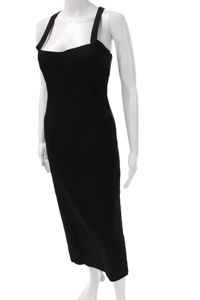 Hyacinth House Women Sheath Black Cotton Square Neck Mid Calf Dress Size S