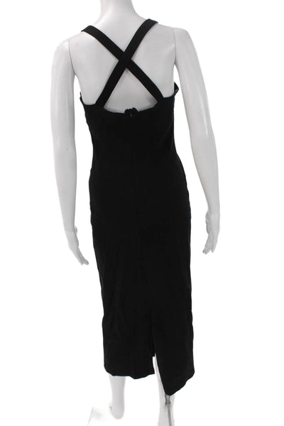 Hyacinth House Women Sheath Black Cotton Square Neck Mid Calf Dress Size S