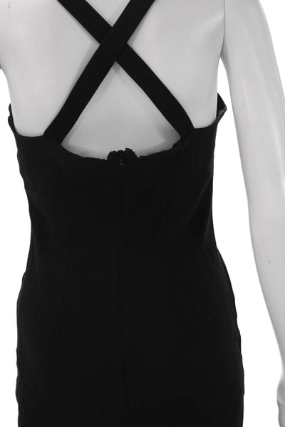 Hyacinth House Women Sheath Black Cotton Square Neck Mid Calf Dress Size S