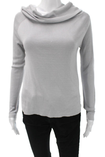 MM. La Fleur Women Basic Silk Cowl Neck Long Sleeve Blouse Gray Size S