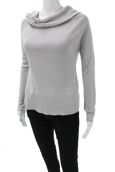 MM. La Fleur Women Basic Silk Cowl Neck Long Sleeve Blouse Gray Size S