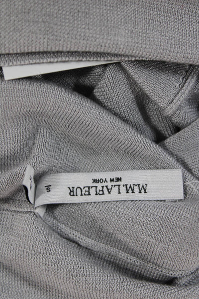 MM. La Fleur Women Basic Silk Cowl Neck Long Sleeve Blouse Gray Size S