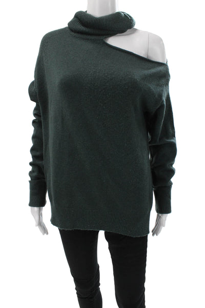 Paige Women Pullover Sweater Green Turtleneck Wool Long Sleeve Size S