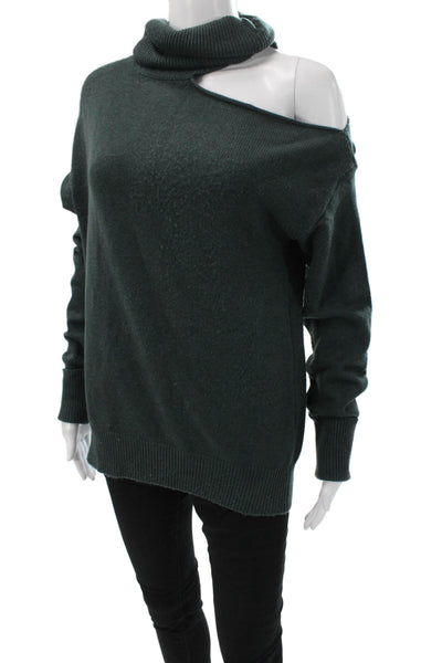 Paige Women Pullover Sweater Green Turtleneck Wool Long Sleeve Size S