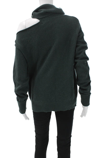 Paige Women Pullover Sweater Green Turtleneck Wool Long Sleeve Size S
