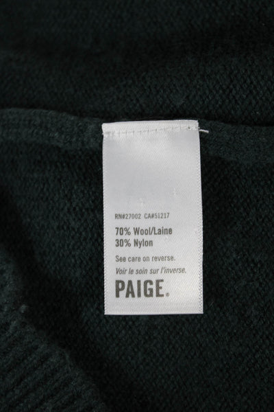 Paige Women Pullover Sweater Green Turtleneck Wool Long Sleeve Size S
