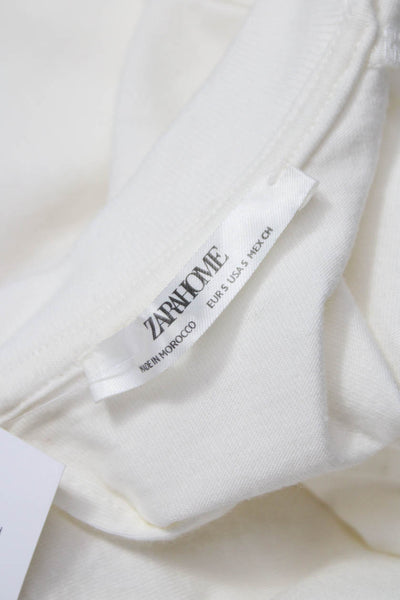 Zara Womens White Cotton Crew Neck Short Sleeve Romper Button Size S