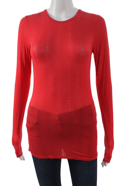 Negative Womens Basic Red Long Sleeve Crew Neck Micromodal T-Shirt Size S