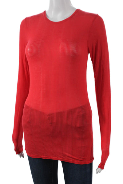 Negative Womens Basic Red Long Sleeve Crew Neck Micromodal T-Shirt Size S