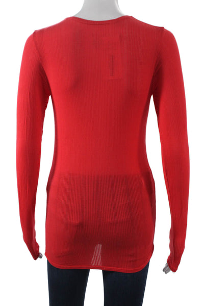 Negative Womens Basic Red Long Sleeve Crew Neck Micromodal T-Shirt Size S