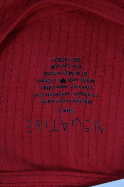 Negative Womens Basic Red Long Sleeve Crew Neck Micromodal T-Shirt Size S