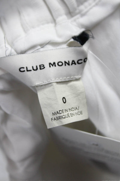 Club Monaco Women Paperbag Shorts White Lyocell Linen Size 0