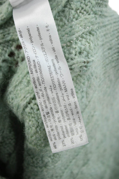 Zara Women Cardigan Solid Green Long Sleeve Round Neck Size S