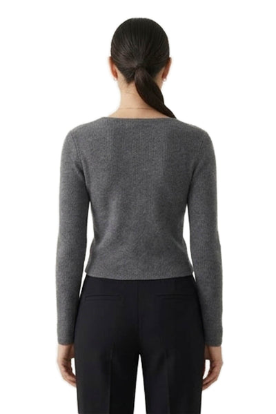 Zara Womens Basic Gray V-Neck Long Sleeve Blouse Size S
