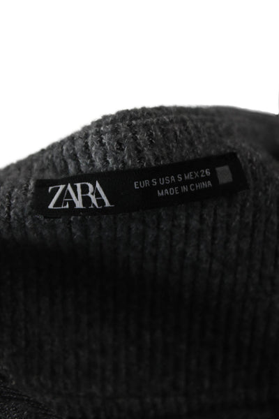 Zara Womens Basic Gray V-Neck Long Sleeve Blouse Size S
