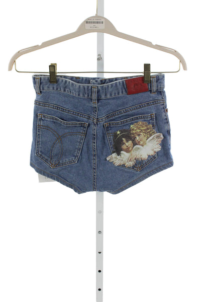Fiorucci Women Hot Pants Blue Cotton Spandex Angels Size 27