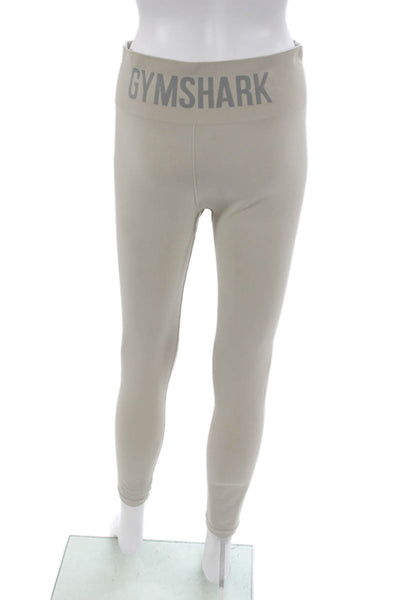 GYMSHARK Womens Ankle Leggings Beige Polyester Solid Sports Size M