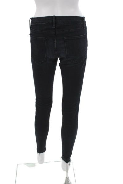 Frame Women Skinny Jeans Black High Rise Cotton Blend Button Size 27