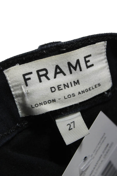 Frame Women Skinny Jeans Black High Rise Cotton Blend Button Size 27