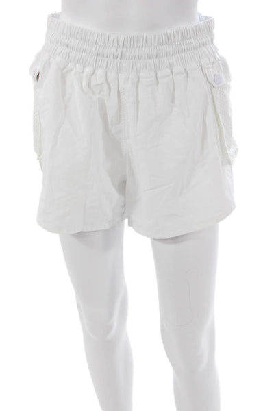 Spiritual Gangster Women Cargo Shorts White Nylon Pull On Size S