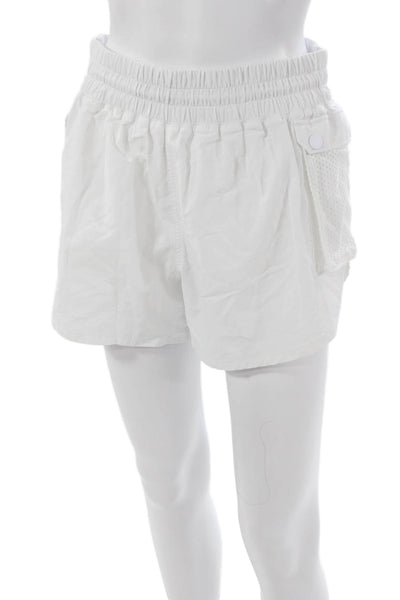 Spiritual Gangster Women Cargo Shorts White Nylon Pull On Size S