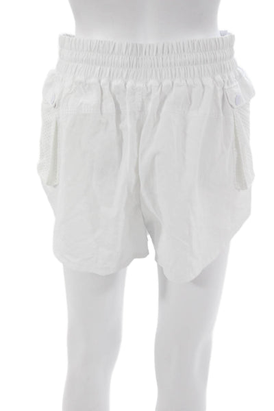 Spiritual Gangster Women Cargo Shorts White Nylon Pull On Size S