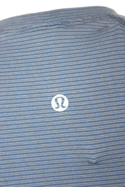 Lululemon Womens Striped Blue Nylon Crew Neck Pullover Short Sleeve Size 4