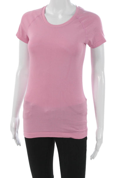 Lululemon Womens Basic Scoop Neck Short Sleeve Nylon T-Shirt Pink Size 4