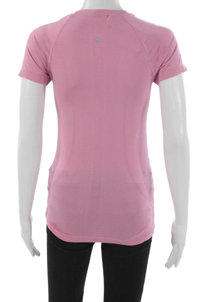 Lululemon Womens Basic Scoop Neck Short Sleeve Nylon T-Shirt Pink Size 4