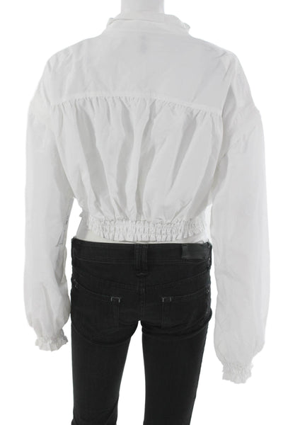 Spiritual Gangster Womens Windbreaker Jacket White Nylon Zip Long Sleeve Size S