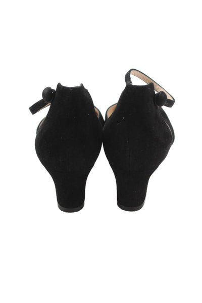 Gianvito Rossi Womens Block Heel Ankle Strap Pumps Black Suede Size 39