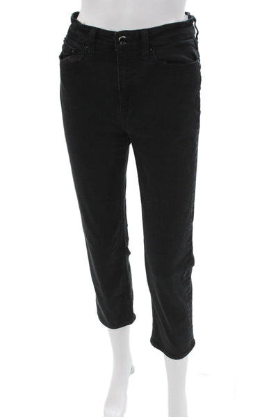 Rag & Bone Womens Cropped Black High Rise Jeans Button Size 27