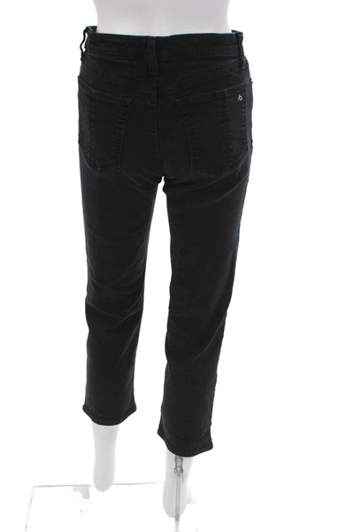 Rag & Bone Womens Cropped Black High Rise Jeans Button Size 27