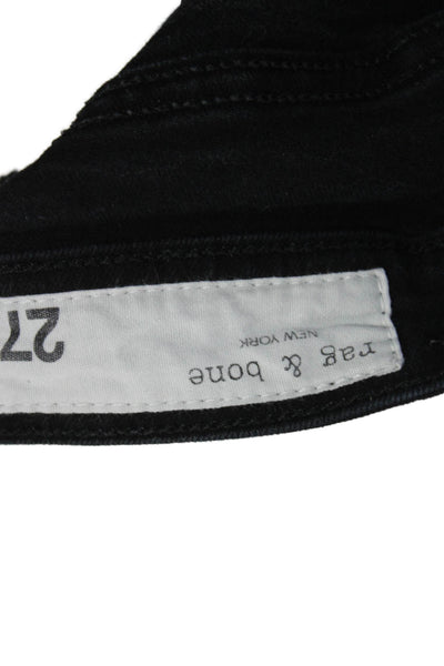Rag & Bone Womens Cropped Black High Rise Jeans Button Size 27