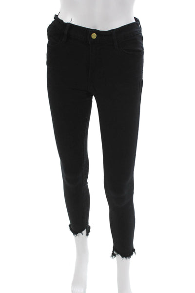 Frame Denim Women High Rise Skinny Jeans Black Size 28