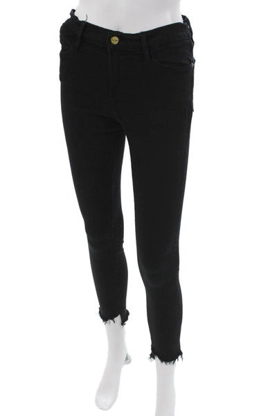 Frame Denim Women High Rise Skinny Jeans Black Size 28