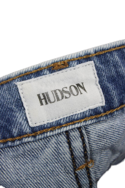 Hudson Women Straight Blue High Rise Butterfly Jeans Button 100% Cotton Size 26