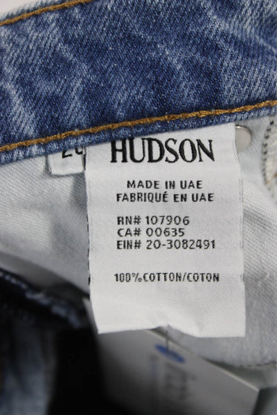 Hudson Women Straight Blue High Rise Butterfly Jeans Button 100% Cotton Size 26