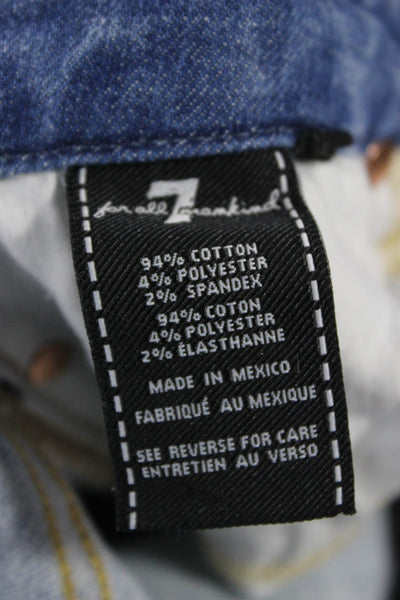 7 For All Mankind Women Blue Floral Skinny Jeans Size 27