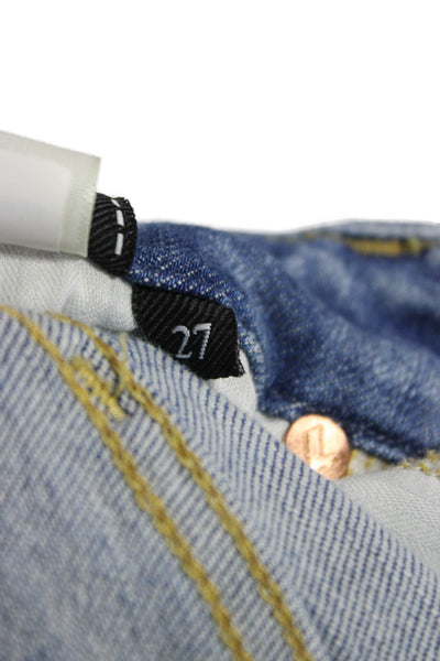 7 For All Mankind Women Blue Floral Skinny Jeans Size 27