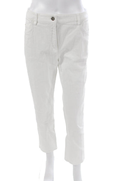 Akris Punto Womens Cropped White Mid Rise Pants Button Size 6