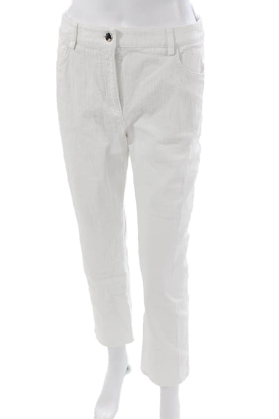 Akris Punto Womens Cropped White Mid Rise Pants Button Size 6