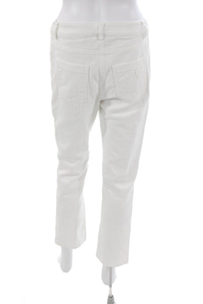 Akris Punto Womens Cropped White Mid Rise Pants Button Size 6