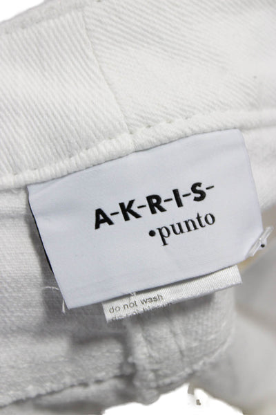 Akris Punto Womens Cropped White Mid Rise Pants Button Size 6