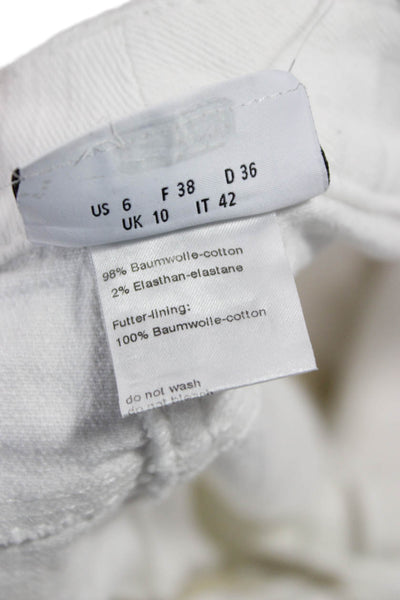Akris Punto Womens Cropped White Mid Rise Pants Button Size 6