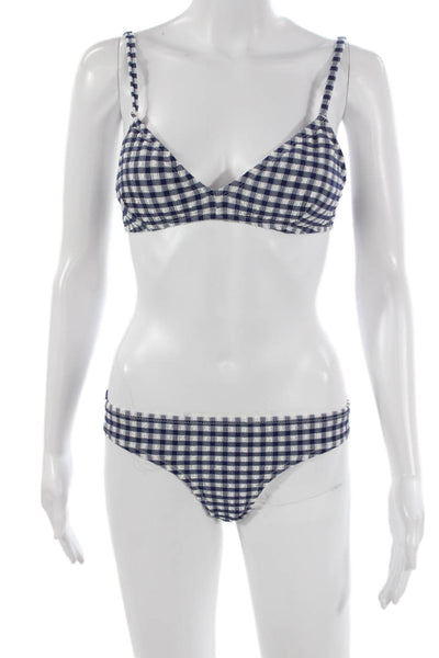 J Crew Womens Blue Gingham Bikini Size S