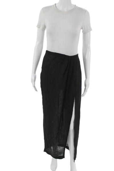 Lisa Marie Fernandez Women Maxi Skirt Black Linen Blend Zip Size 1
