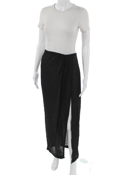 Lisa Marie Fernandez Women Maxi Skirt Black Linen Blend Zip Size 1